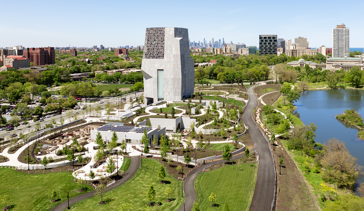Aerial photo of Obama Center, Chicago, IL